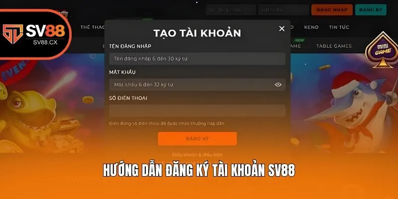 Hướng dẫn đăng ký tài khoản Sv88
